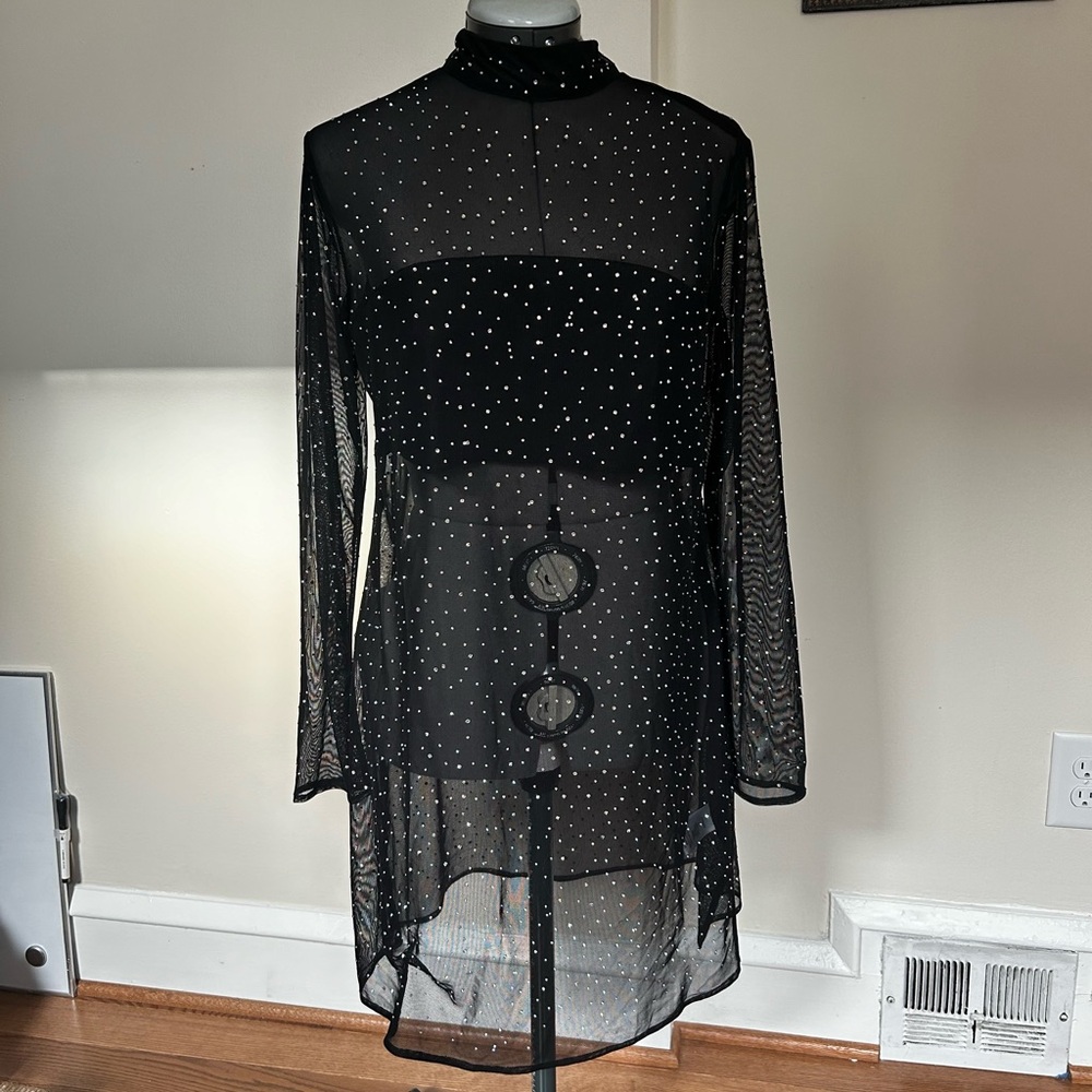 Like New - Sparkle Knit Mesh Mockneck Tunic/Dress